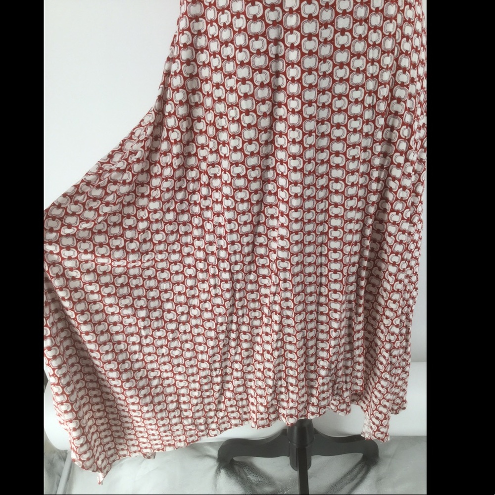 Ronen Chen Med. Red &White Faux Wrap Summer Dress - Picture 5 of 13